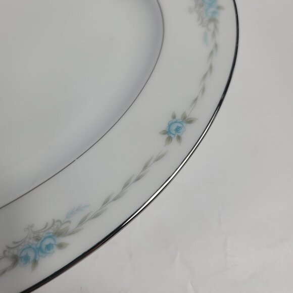 Style House Corsage Serving Platter White with Blue Roses 12 Inch - Picture 12 of 16